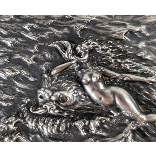 Early 20th Century 20th Century American Sterling Silver Cigarette Case With Siren & Dolphin by Battin & Co. For Sale - Image 5 of 15