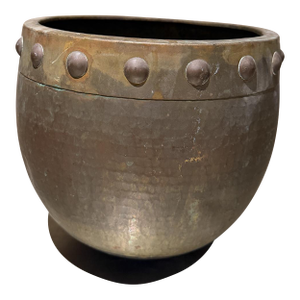Vintage Hammered Brass or Copper Planter/Jardiniere Hong Kong