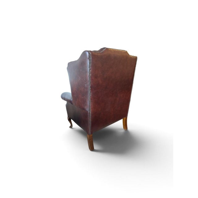 Vintage English Chesterfield Wingback Leather Chair For Sale - Image 3 of 5