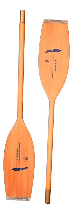 Vintage Wooden and Brass Oars, 1980s, Set of 2