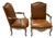 19th Century Pair of Louis XV Bergere Chairs Upholstered in Beige Leather For Sale