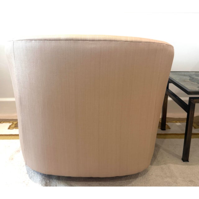 Dedar Raffia Upholstered Swivel Chairs- A Pair For Sale In Miami - Image 6 of 7