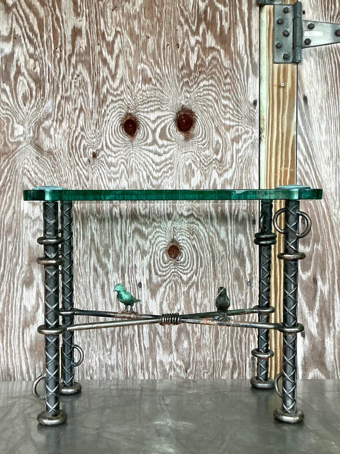 Vintage Boho Ilana Goor Rebar Birds Side Table — additional photo 3
