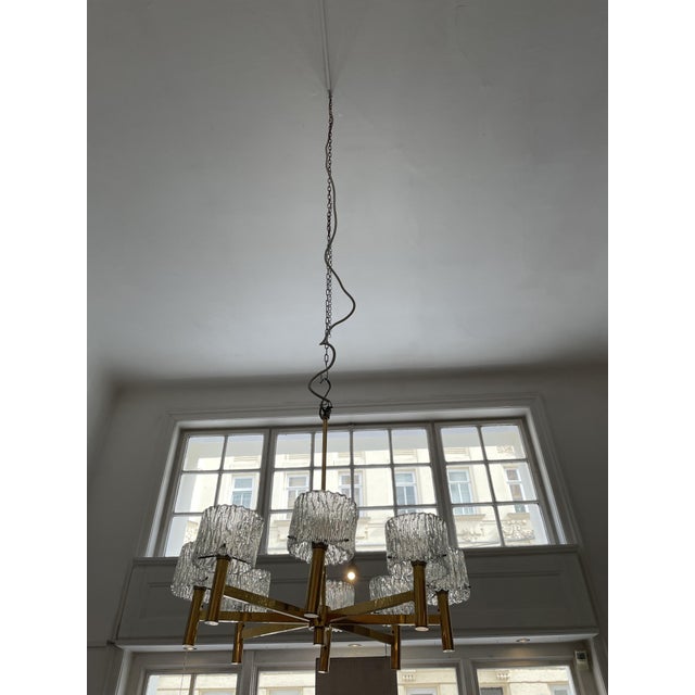 1960s Mid-Century Pendant Lamp with 8 Glass Shades For Sale - Image 5 of 8