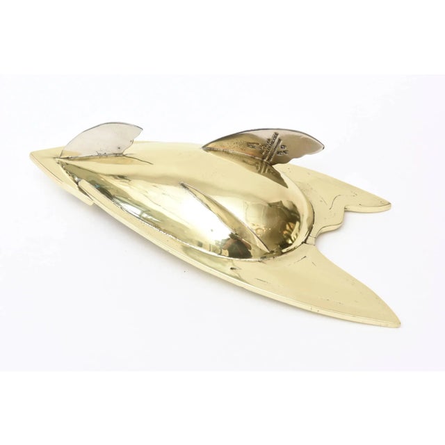 Restored Vintage Abalone, Brass and Silver Plate Sculptural Fish Bowl MCM For Sale - Image 9 of 11