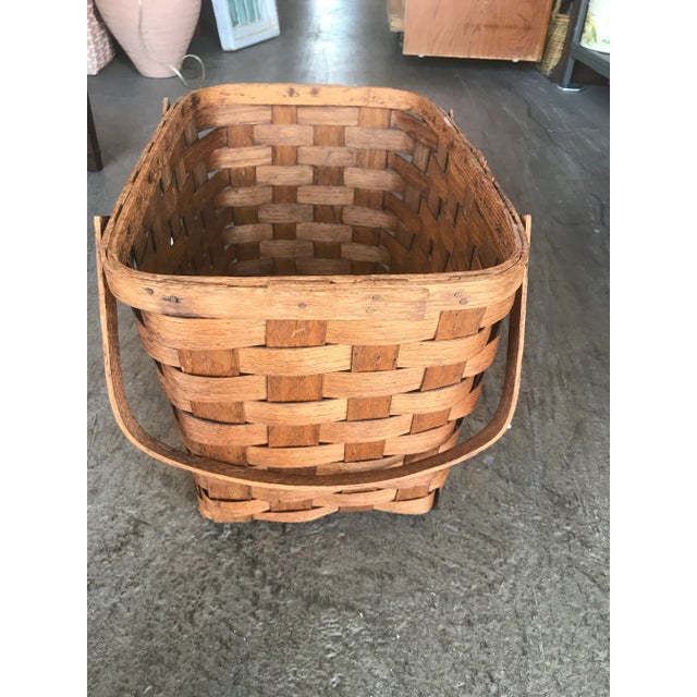 1970s 1970s Large Bentwood Oak Basket Picnic Basket With Eagle For Sale - Image 5 of 9