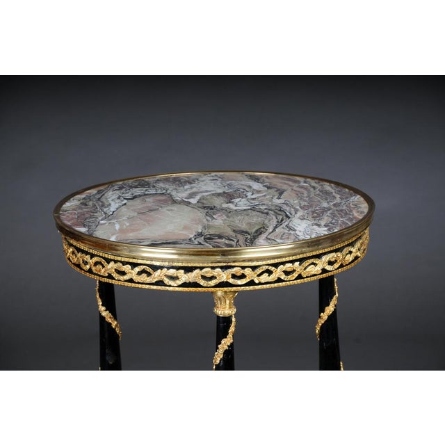 20th Century Empire Round Side Table in Marble in Style of Adam Weisweiler For Sale - Image 12 of 16