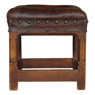 Small Leather Ottoman by Gordon Russell for Russell & Sons, 1920s For Sale