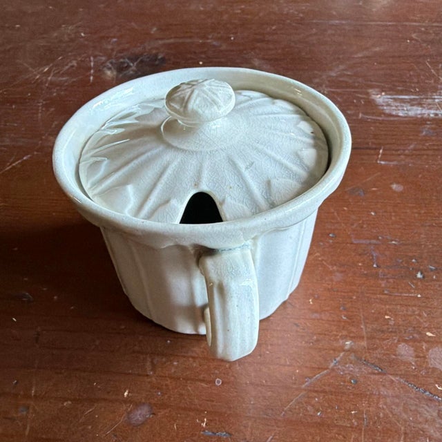 Antique Early 19th C. English Pearlware Fluted Lidded Mustard Pot C. 1800 For Sale - Image 4 of 18