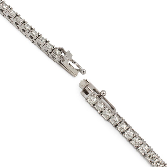 14k White Gold 11.88ct Round Diamond 4 Prongs Tennis Chain Matinee Necklace For Sale In Houston - Image 6 of 8