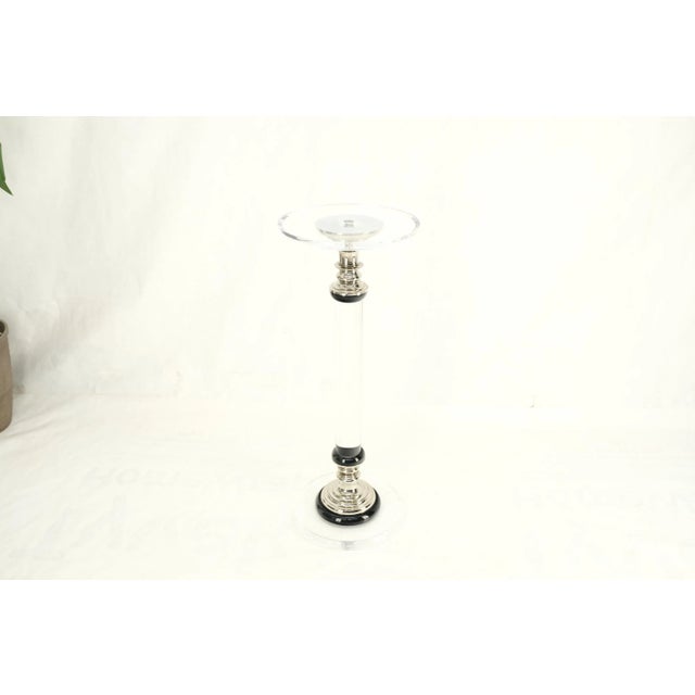Mid Century Modern Haziza Clear Lucite Round Pedestal Side Table Stand For Sale - Image 9 of 13