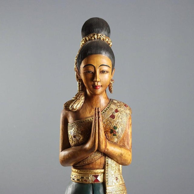 Sawadsee Kha Wooden Sculpture For Sale - Image 4 of 14