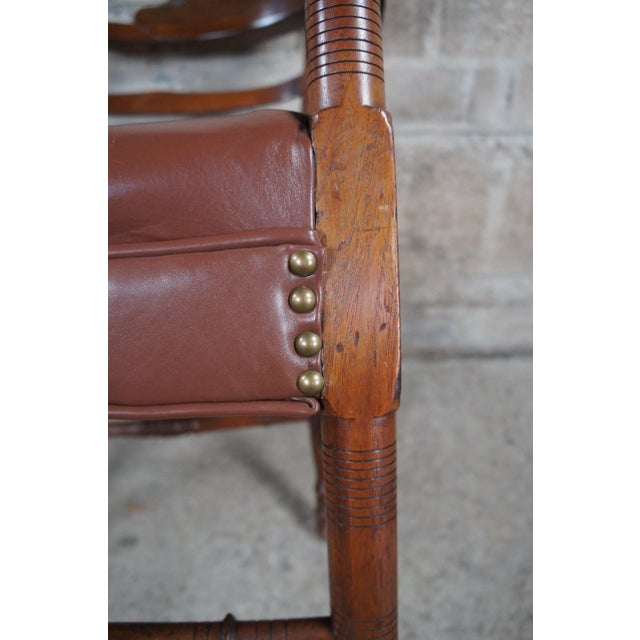 Antique English Country Mahogany Ladderback Roundabout Corner Arm Chair For Sale - Image 11 of 13