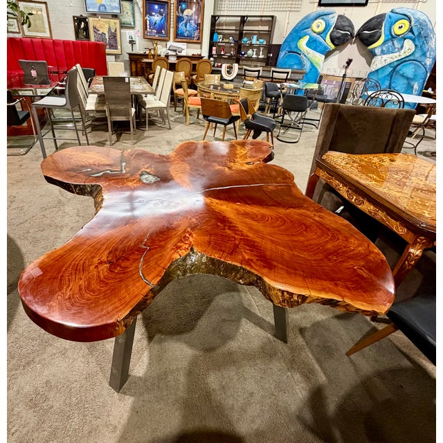 Live Edge Wood Dining Table With Resin Top, Organic Free-Form Design For Sale - Image 4 of 8