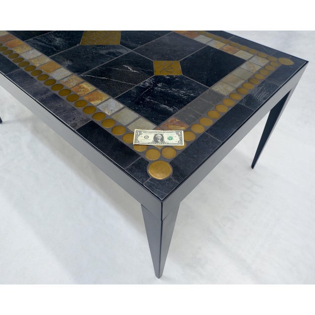 Late 20th Century Rectangle Steel Angle Frame Art Tile Top Dining Table MINT For Sale - Image 11 of 14