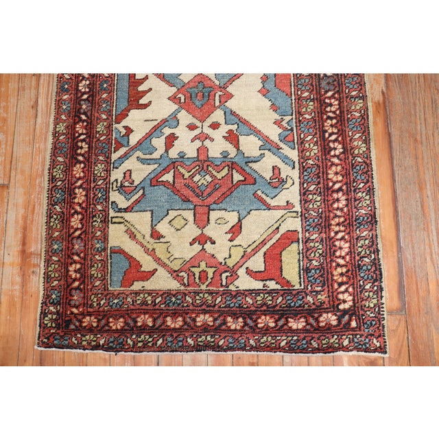 Late 19th Century 19th Century Ivory Tribal Heriz Serapi Runner - 2'10" x 13'1" For Sale - Image 5 of 12