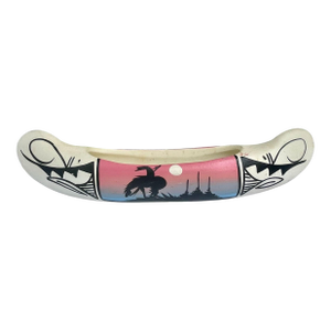 Vintage Navajo Pottery Canoe – Signed Sonya, Southwestern Decor