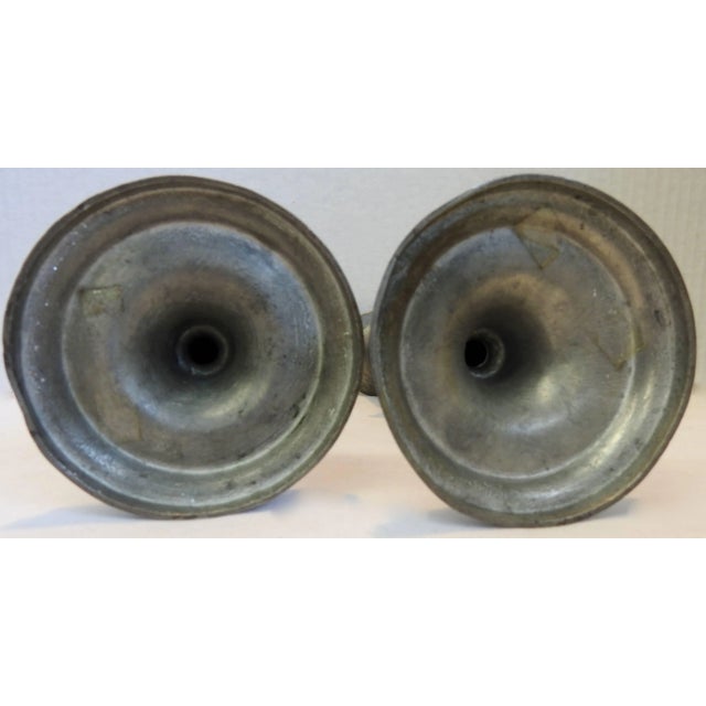 1940s Pair of Colonial Style Pewter Taper Candlesticks For Sale - Image 5 of 7