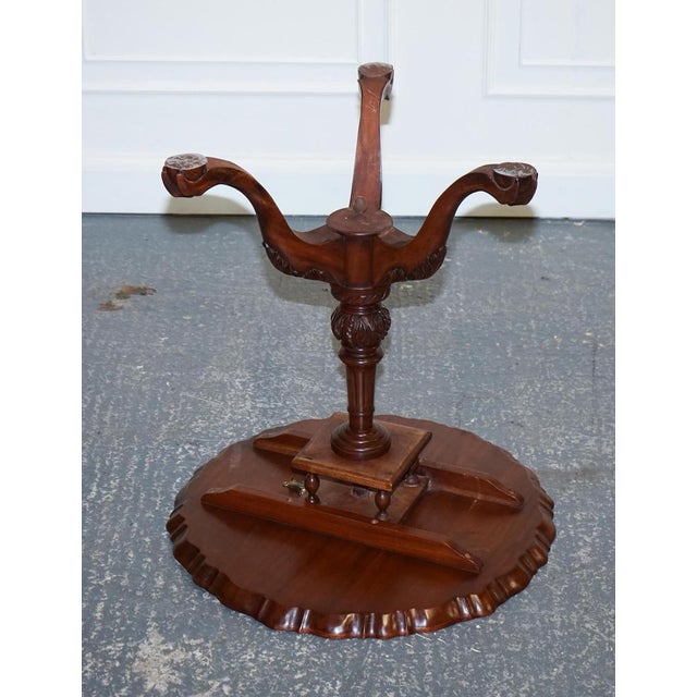 Hardwood Large Pie Crust Tilt Top Side Wine Plant Lamp Table, 1920s For Sale - Image 18 of 18