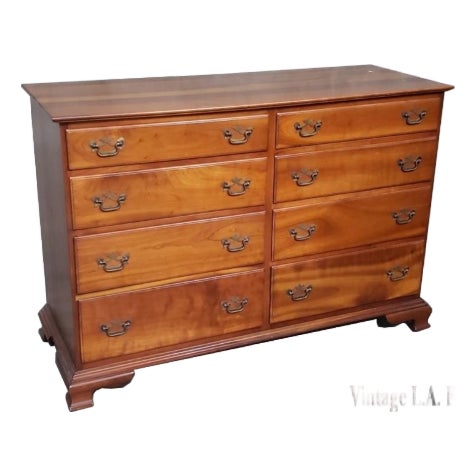 Vintage L. & J. G. Stickley Brown Double Dresser Georgian Cherry Wood For Sale