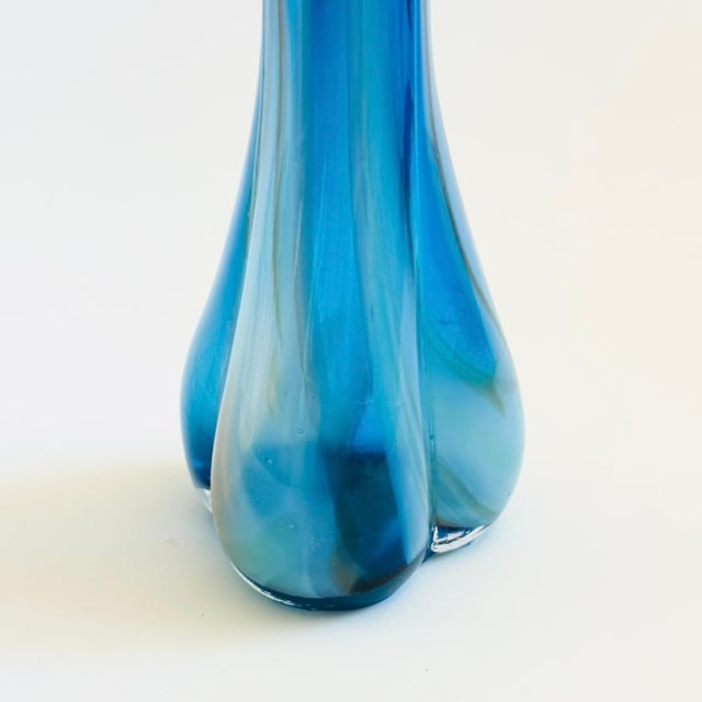 MCM Striped Blue Swung Glass Vase For Sale In San Francisco - Image 6 of 10