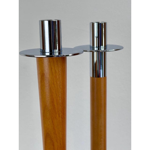 Set of two candlesticks manufactured in Germany during the 1970s. One piece retains the original SKS manufacturer label....