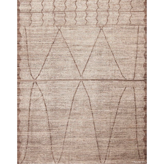 Neutral Cream Brown Color Tribal Design Modern Area Rug For Sale