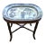 Vintage Blue Willow Platter & Faux Bamboo Mahogany Base Side Table For Sale