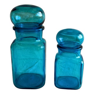 Belgian Cobalt Blue Apothecary Jars, 1920s, Set of 2 For Sale
