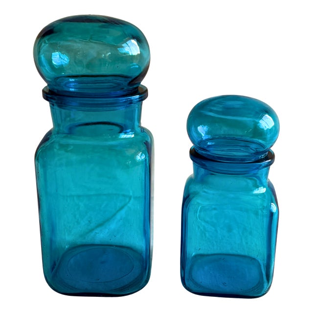 Belgian Cobalt Blue Apothecary Jars, 1920s, Set of 2 For Sale