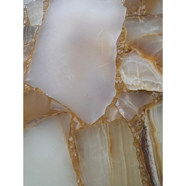 Vintage Onyx Stone Top Coffee Table With Nesting Stools For Sale - Image 4 of 12