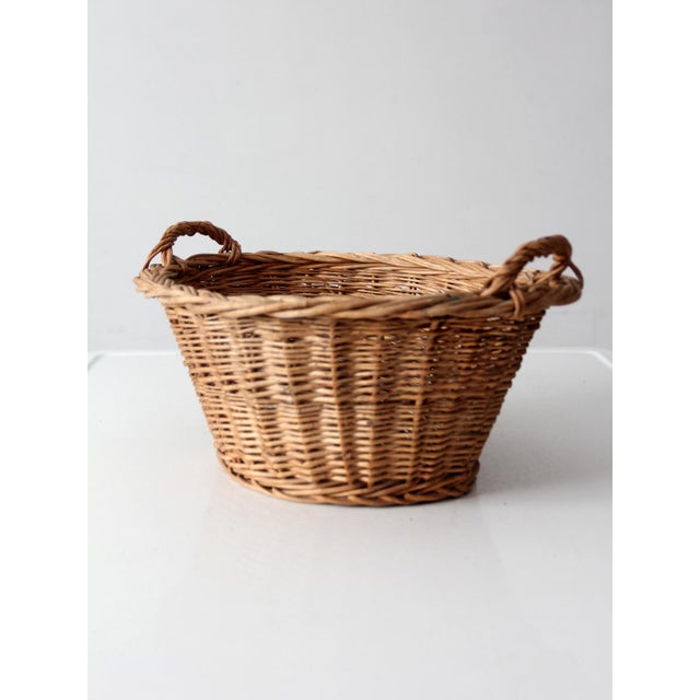Vintage Oval Wicker Basket With Handles For Sale - Image 6 of 14