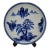 Vintage Japanese Imari Style 18" Charger - Blue & White Sansui Scenery With Stand For Sale