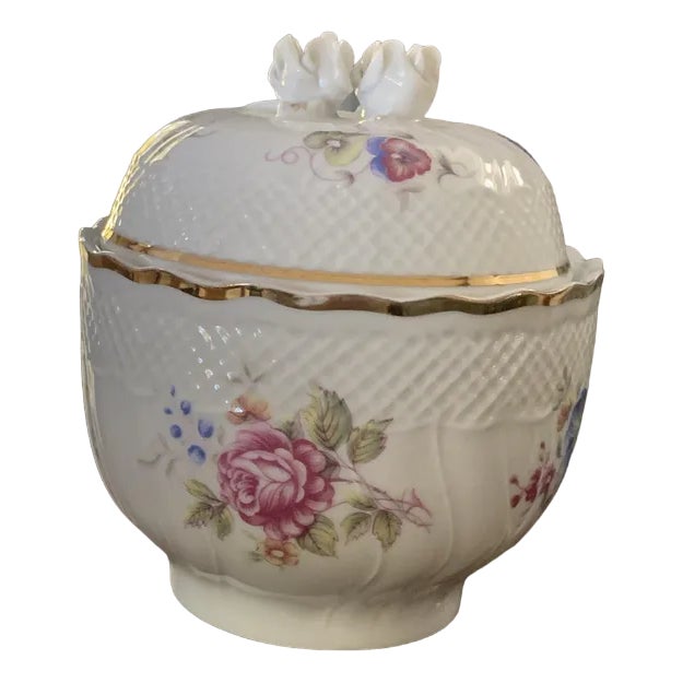 Hungarian Porcelain Trinket Box with Lid from Hollóhaza For Sale