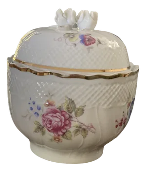 Hungarian Porcelain Trinket Box with Lid from Hollóhaza