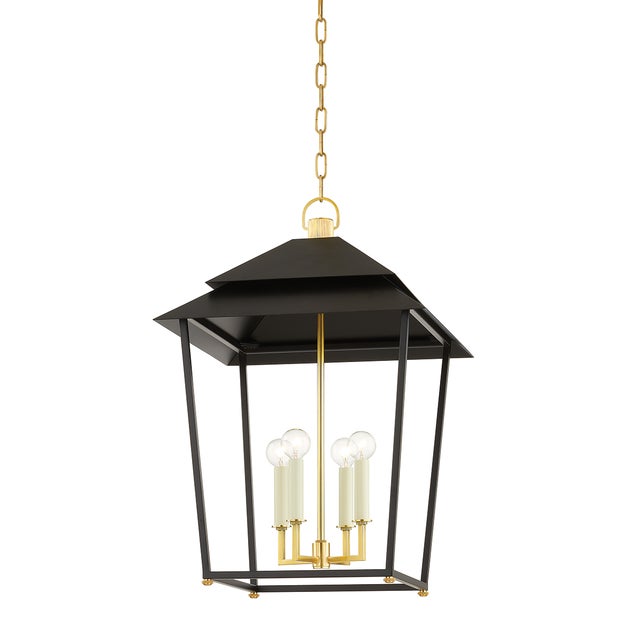 Hudson Valley Lighting Hudson Valley Lighting Natick 18 in. 4 Light Lantern in Aged Brass and Soft Black Finish For Sale - Image 4 of 4