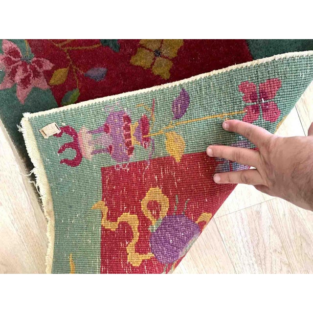 1920s Handmade Antique Art Deco Chinese Rug 2.2' X 4.1' For Sale In New York - Image 6 of 7