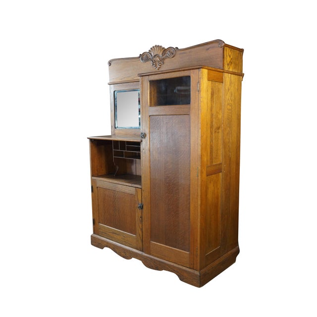 Victorian Antique Quartersawn Oak Side by Side Murphy Bed Secretary Desk Armoire Cabinet For Sale - Image 3 of 18