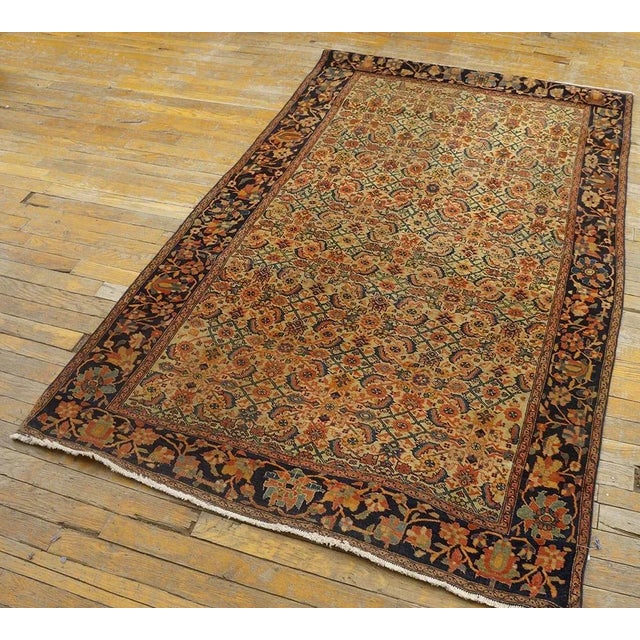 Traditional Beautiful Ivory Color With Lovely Rosette Border & Allover-Geometric Design Antique Persian Sarouk Farahan Rug For Sale - Image 3 of 9