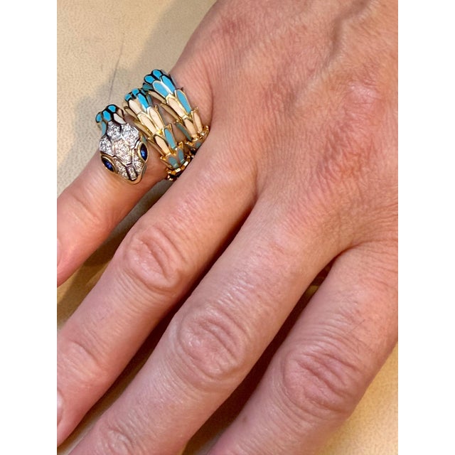 Transparent SNAKE COLLECTION , Turquoise & White SNAKE Ring , Diamonds, 18K & Sterling For Sale - Image 8 of 18
