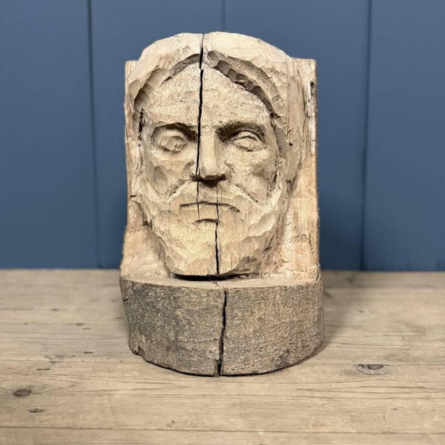 Wooden Trunk Sculpture of Man For Sale - Image 11 of 11