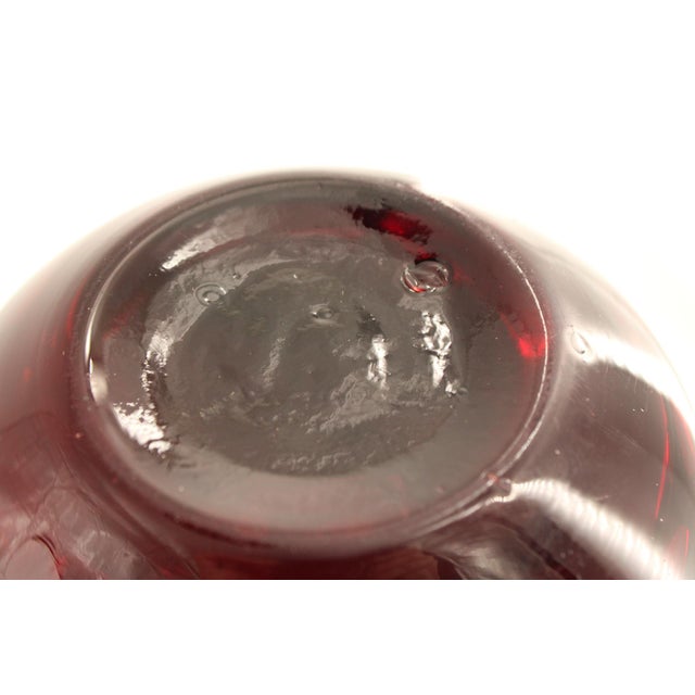 Large Bohemian Czech Ruby Cut to Clear Glass Vase, 15.75", Hand Blown For Sale - Image 4 of 5