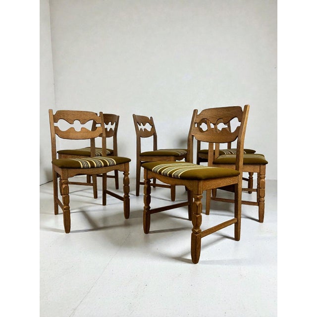 Vintage Razorblade Oak Dining Chairs by Henning Kjærnulf for Nyrup Møbelfabrik, Denmark, 1960s, Set of 6 For Sale - Image 9 of 12