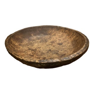 Magnificent 25” Antique Early American Burl Wood Bowl – Rare Primitive Single-Piece Masterpiece For Sale