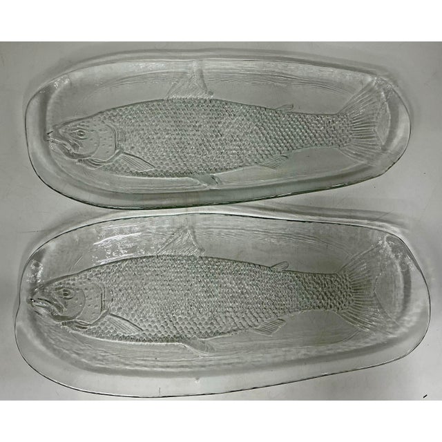 Transparent Pair of Large Vintage Kosta Boda Sweden Fish Platters For Sale - Image 8 of 11