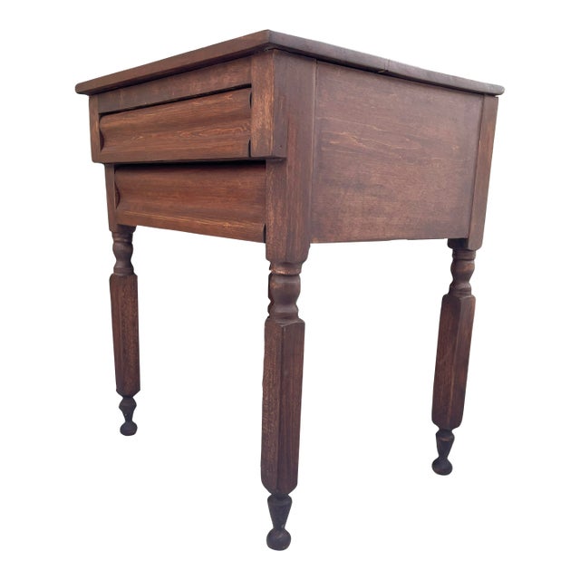 Mid 1800s Federal Style, New-York-Leg Nightstand With Two Drawers For Sale