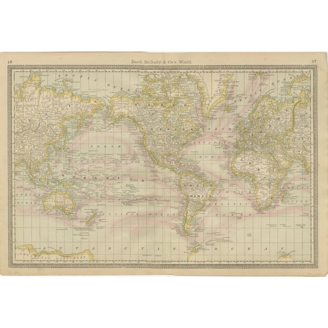 Antique World Map by Rand McNally, 1888 For Sale - Image 10 of 10