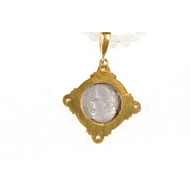 Contemporary Antique Roman Denarius Coin in 22k Pendant W/Diamonds For Sale - Image 3 of 12