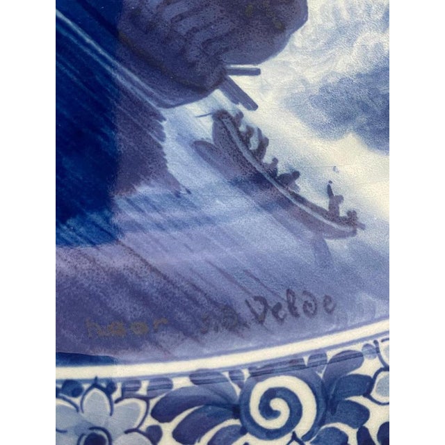 Delft Blue The Cannon Shot Plate by Willem van de Velde for Zenith, 1930s For Sale - Image 4 of 11