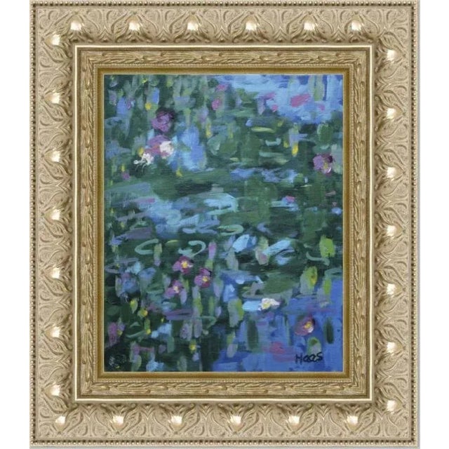 2020s Water Gardens — Three White Lilies, Impressionist Oil Painting For Sale - Image 5 of 5